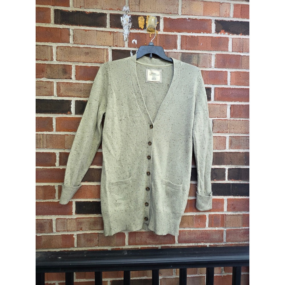 Natural Reflections Speckled V Neck Button Front Long Cardigan Sweater XL